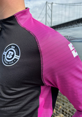 PERFORMANCE QUARTER ZIP TOP BLACK/PINK