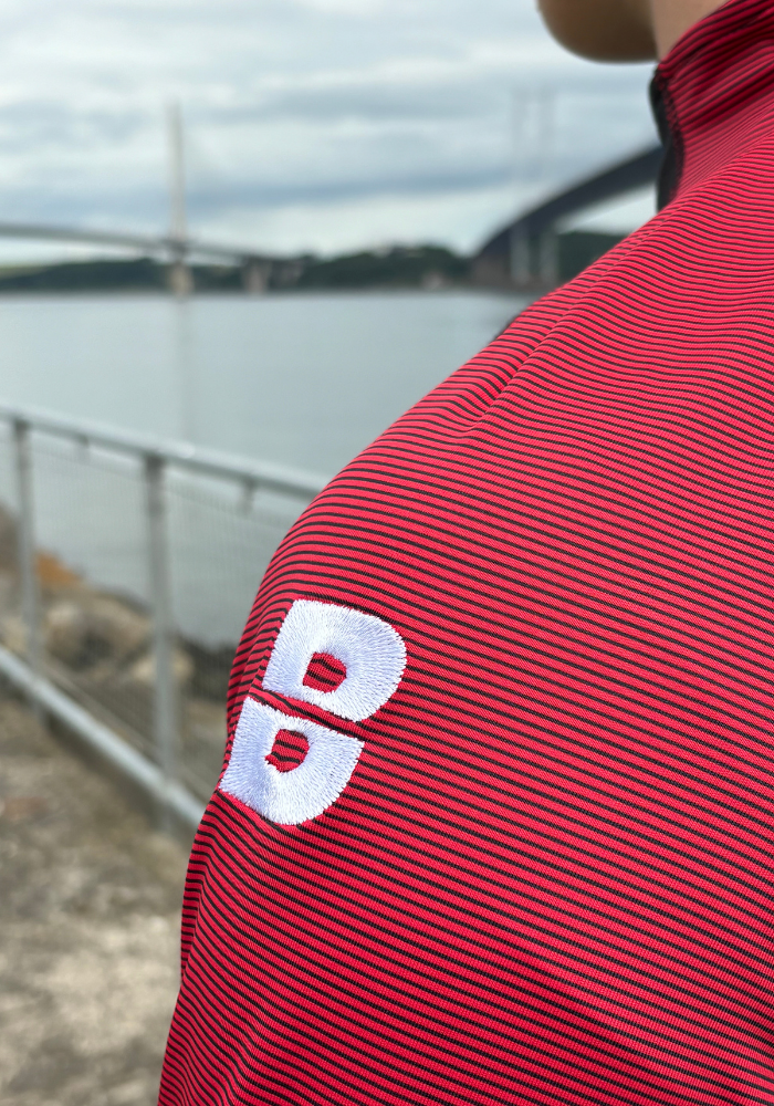 PERFORMANCE QUARTER ZIP TOP BLACK/RED