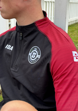 PERFORMANCE QUARTER ZIP TOP BLACK/RED