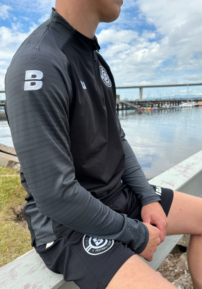 PERFORMANCE QUARTER ZIP TOP BLACK/GRAPHITE