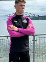 PERFORMANCE QUARTER ZIP TOP BLACK/PINK