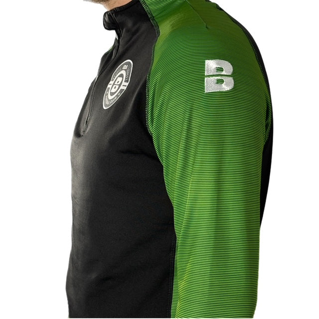 PERFORMANCE QUARTER ZIP TOP BLACK/GREEN