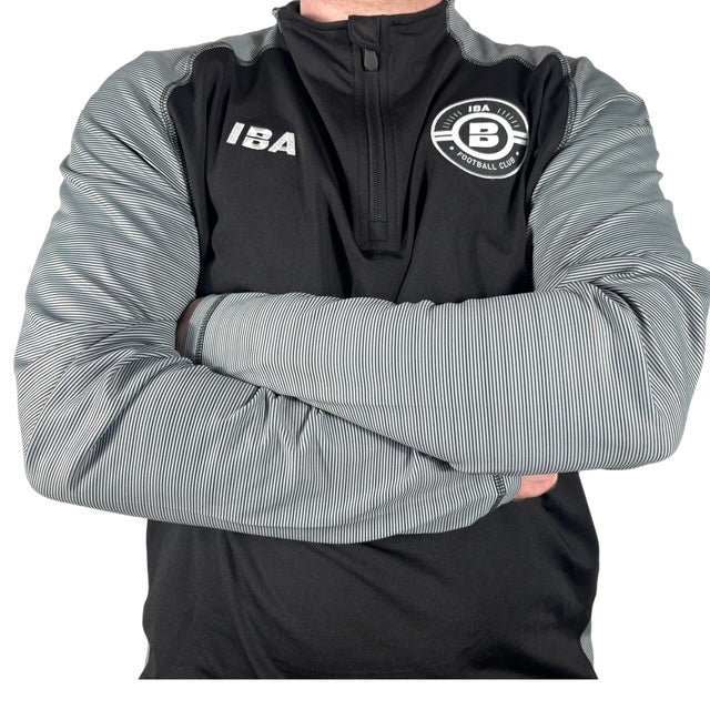 PERFORMANCE QUARTER ZIP TOP BLACK/GREY