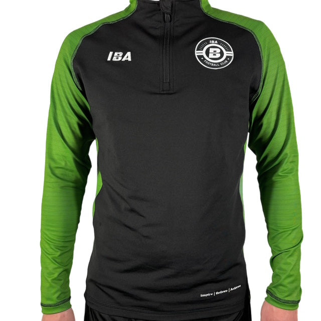 PERFORMANCE QUARTER ZIP TOP BLACK/GREEN